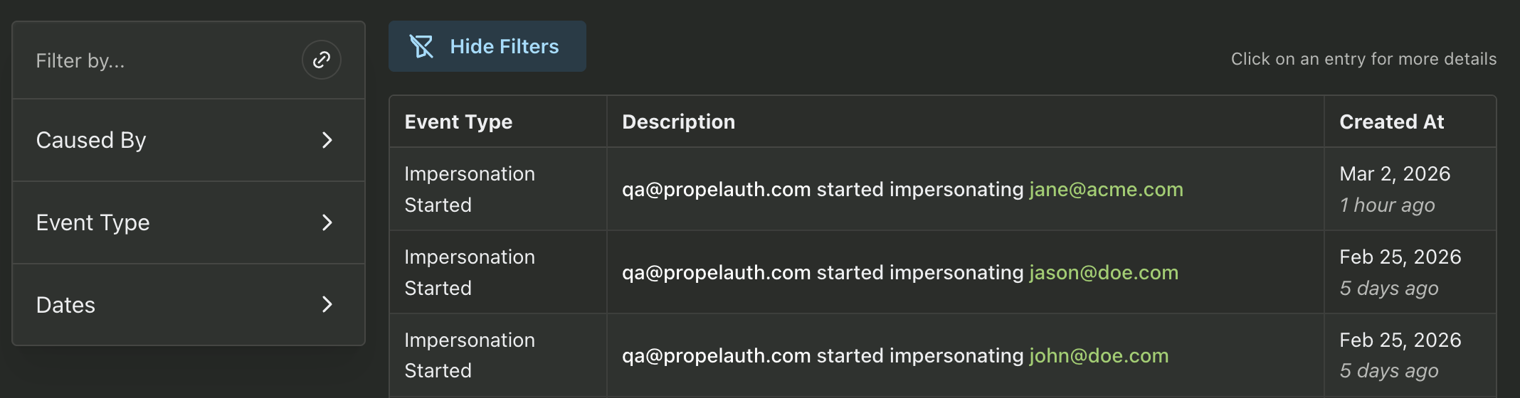Image in article: Audit Logs in PropelAuth