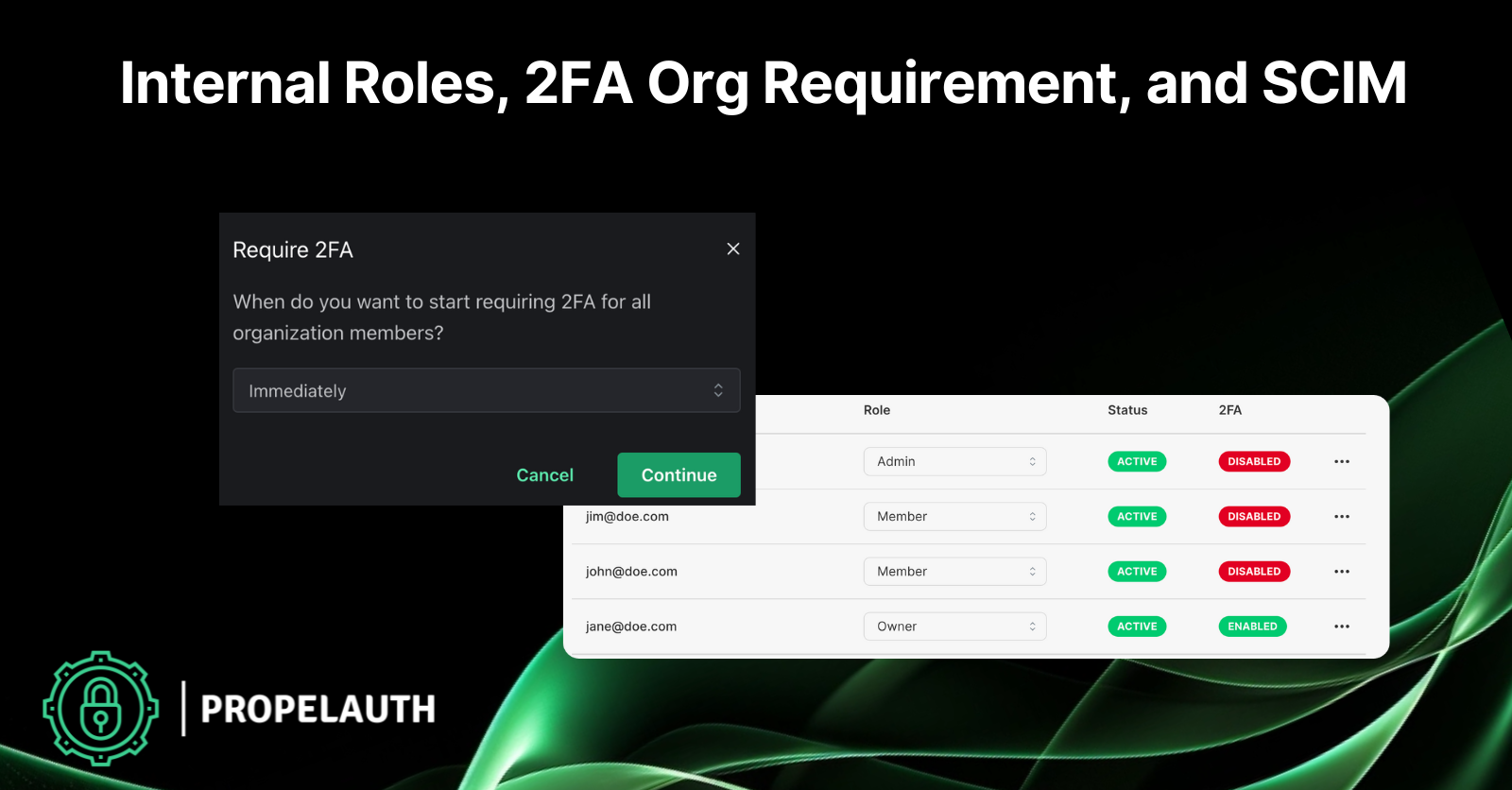 Internal Roles, 2FA Org Requirement, and SCIM