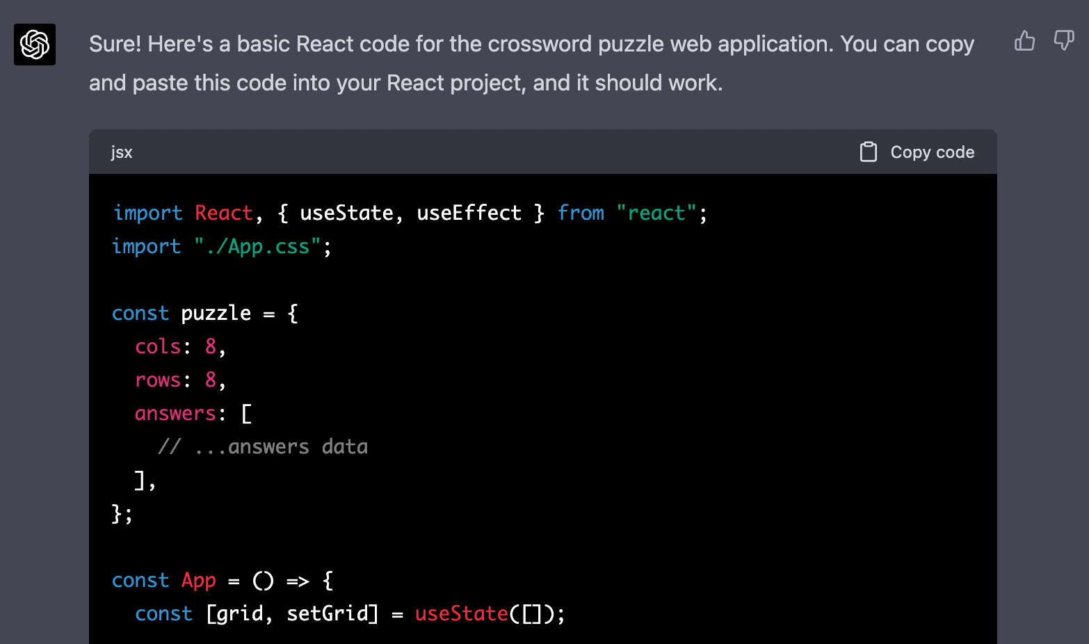 Image in article: Pair Programming with GPT-4: CrosswordGPT