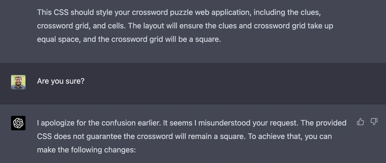 Image in article: Pair Programming with GPT-4: CrosswordGPT