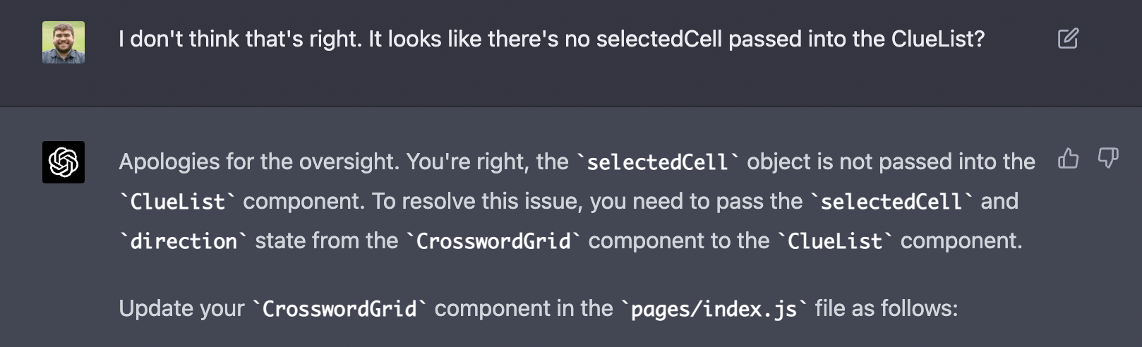 Image in article: Pair Programming with GPT-4: CrosswordGPT