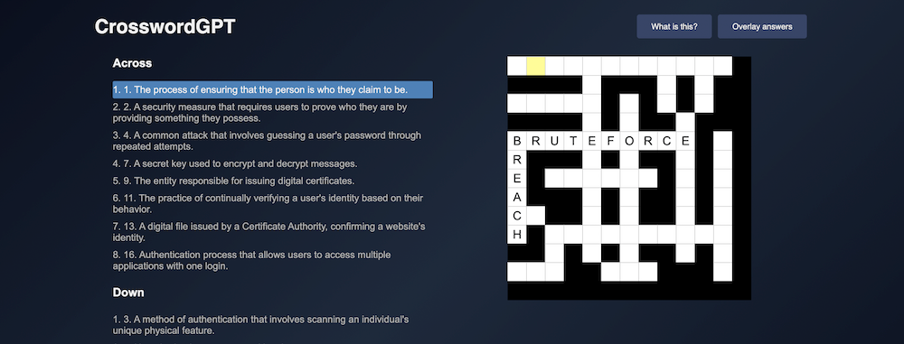 Image in article: Pair Programming with GPT-4: CrosswordGPT
